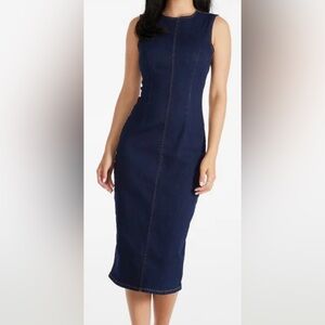 JustFab Denim Bodycon Midi Dress, Size Small, New without Tags